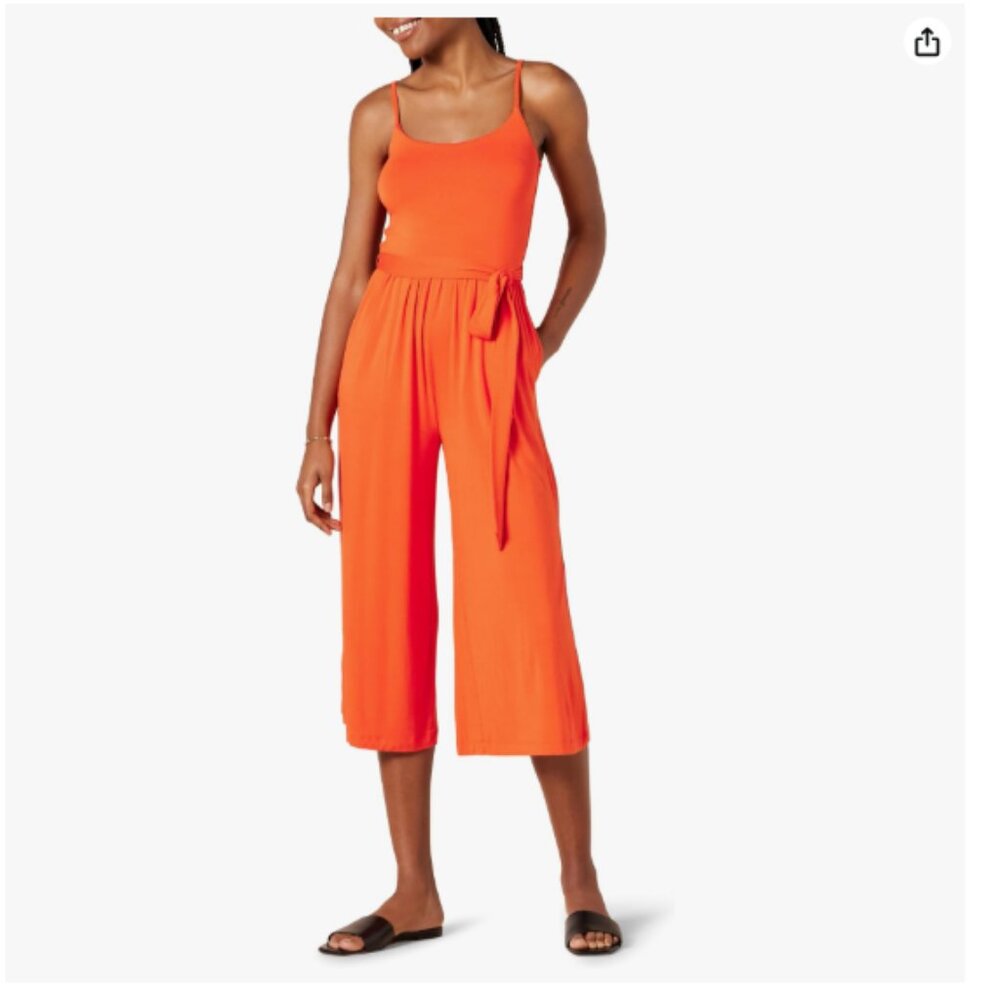 NWT Amazon Essentials Women's Jersey Cami Cropped Wide Leg Jumpsuit Size M